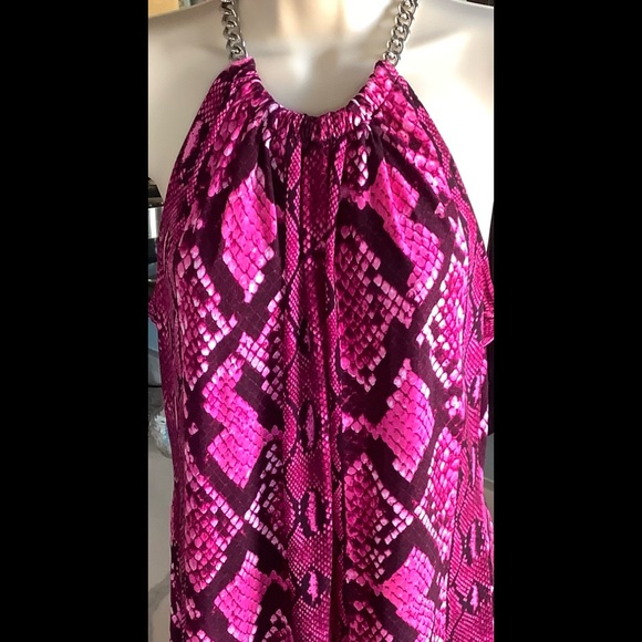NWT Michael Kors Vivid Viola Sleeveless Chain Halter, Size Large - Picture 2 of 8